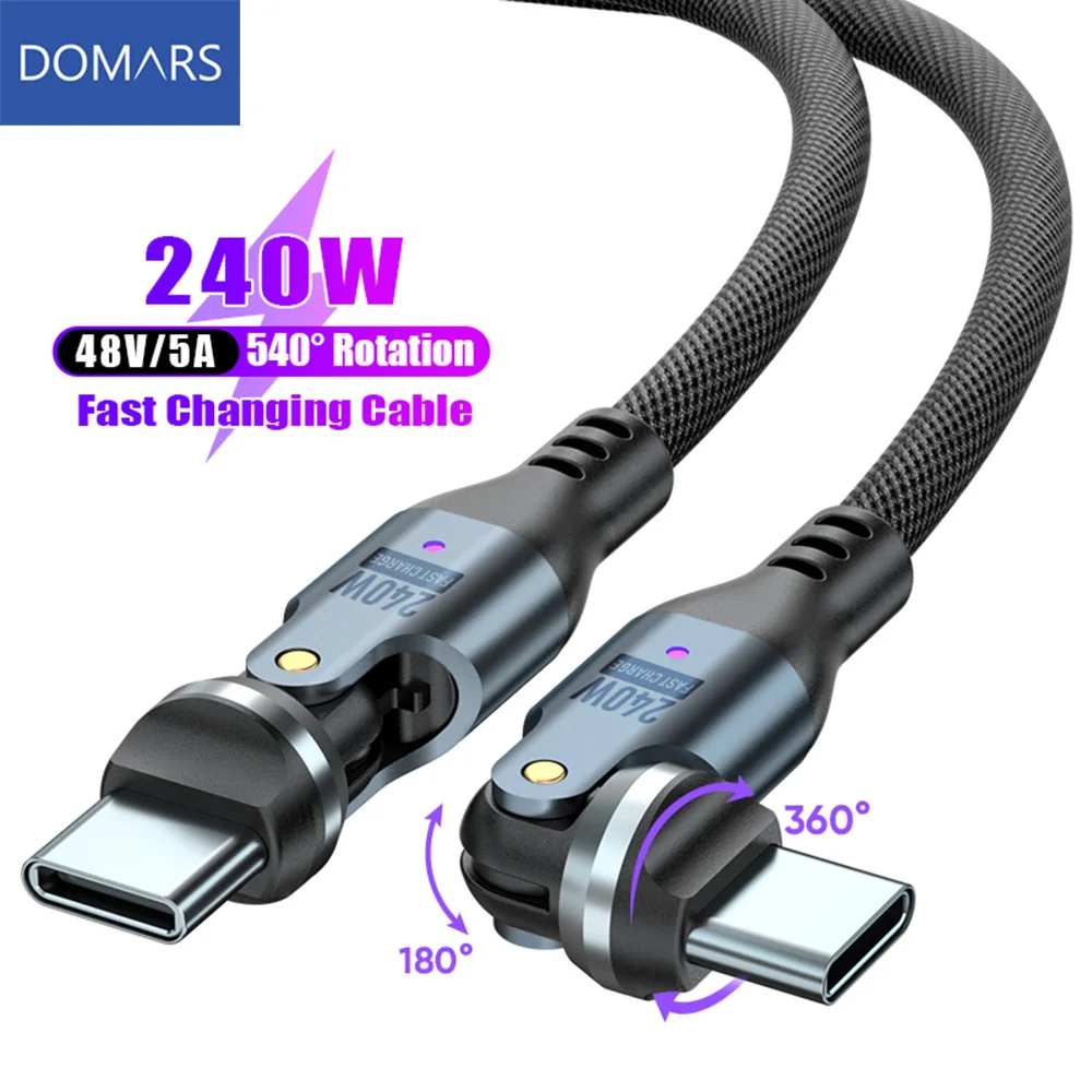 Domars PD 240W Super Fast Charging Cable 540-degree Rotating Charging Plug USB-C to Type-C Data Cable for iPhone Android Samsung
Domars PD 240W Super Fast Charging Cable 540-degree Rotating Charging Plug USB-C to Type-C Data Cable for iPhone Android Samsung