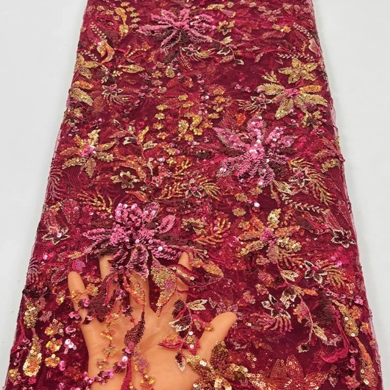 French luxurious lace mesh fabric, African high-quality small floral multi-color sequin and sequin embroidered lace fabric dress
French luxurious lace mesh fabric, African high-quality small floral multi-color sequin and sequin embroidered lace fabric dress