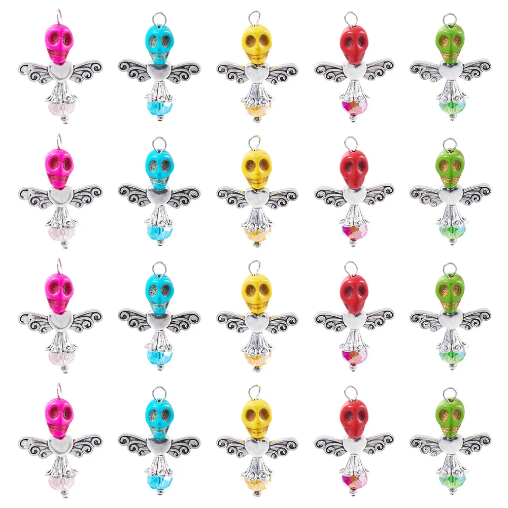 20Pcs Mix Color Skull Angel Synthetic Turquoise & Glass Pendant Wing Pendant DIY Earrings Necklace Halloween Jewelry Accessories
20Pcs Mix Color Skull Angel Synthetic Turquoise & Glass Pendant Wing Pendant DIY Earrings Necklace Halloween Jewelry Accessories