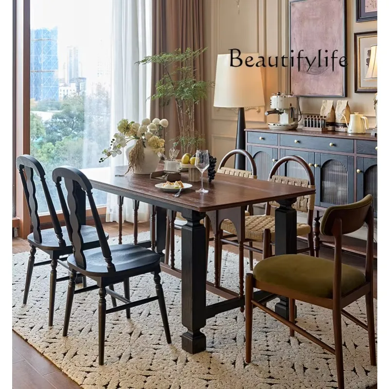 X36 Solid Wood Dining Table And Chair Combination Red Oak French Retro Dining Table Restaurant Large Board Table
X36 Solid Wood Dining Table And Chair Combination Red Oak French Retro Dining Table Restaurant Large Board Table