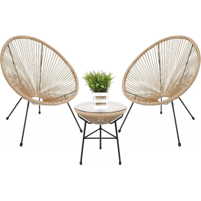 Products 3-Piece Outdoor Acapulco All-Weather Patio Conversation Bistro Set w/Plastic Rope, Glass Top Table
Products 3-Piece Outdoor Acapulco All-Weather Patio Conversation Bistro Set w/Plastic Rope, Glass Top Table
