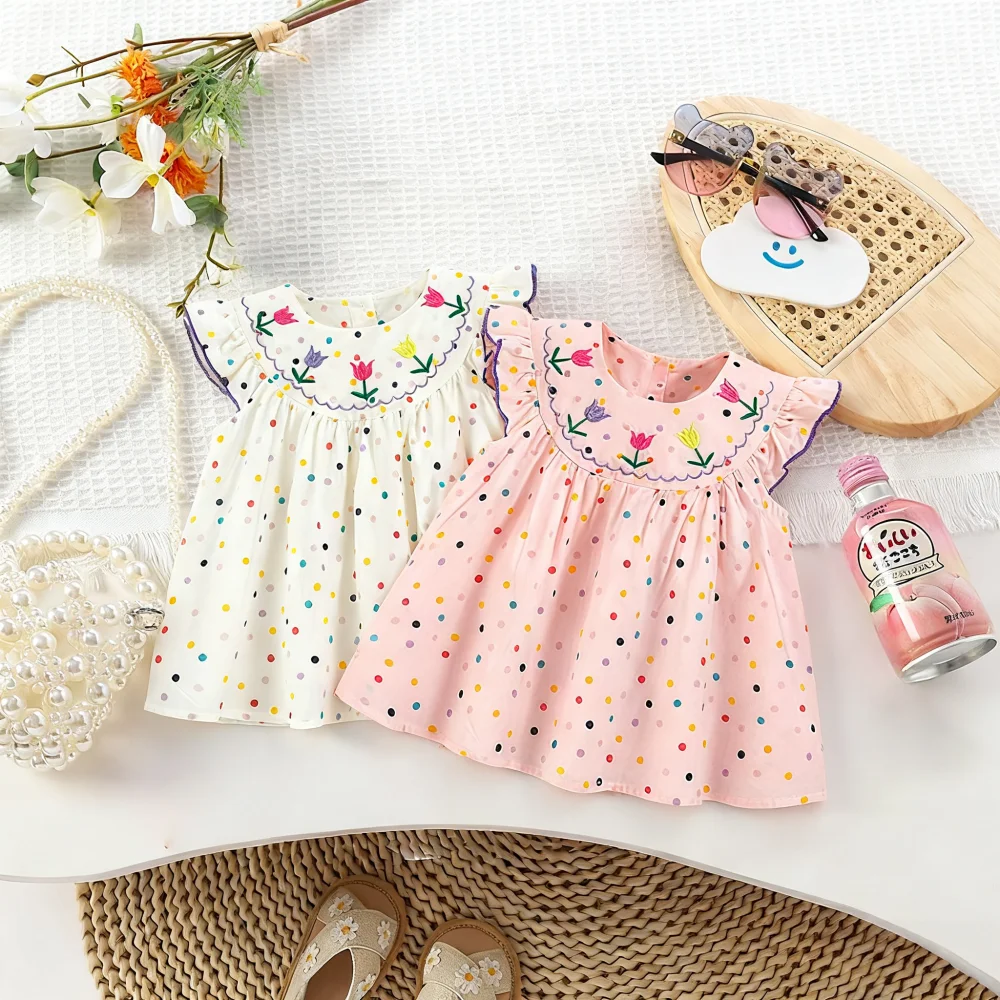 Baby Girl Dress Summer Cotton All-Over Polka Dot Girl Dress Cute Floral Embroidered Baby Dress Baby Girl Clothing
Baby Girl Dress Summer Cotton All-Over Polka Dot Girl Dress Cute Floral Embroidered Baby Dress Baby Girl Clothing