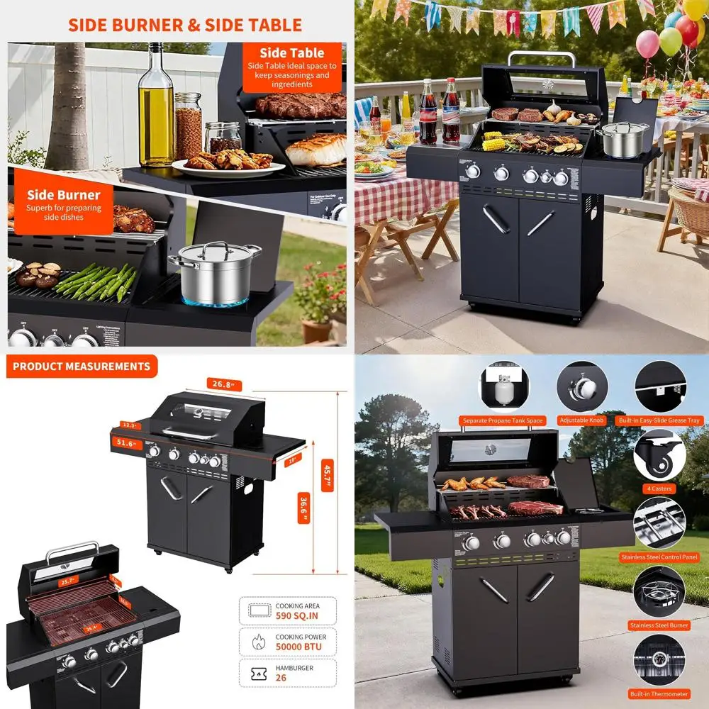 Газовый гриль с двойной крышкой и боковой горелкой, решетка из нержавеющей стали, идеально подходит для использования на открытом воздухе, на террасе, для кемпинга, барбекю на заднем дворе.
Газовый гриль с двойной крышкой и боковой горелкой, решетка из нержавеющей стали, идеально подходит для использования на открытом воздухе, на террасе, для кемпинга, барбекю на заднем дворе.