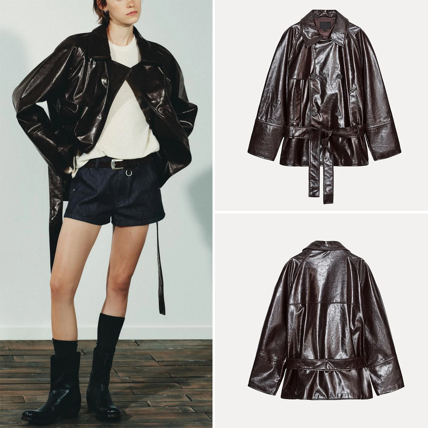 Z 2025 New Faion ort Sle Leather Jaet, женская кожаная ветровка Long Sve с отложным воротником, имитация кожаной ветровки
Z 2025 New Faion ort Sle Leather Jaet, женская кожаная ветровка Long Sve с отложным воротником, имитация кожаной ветровки