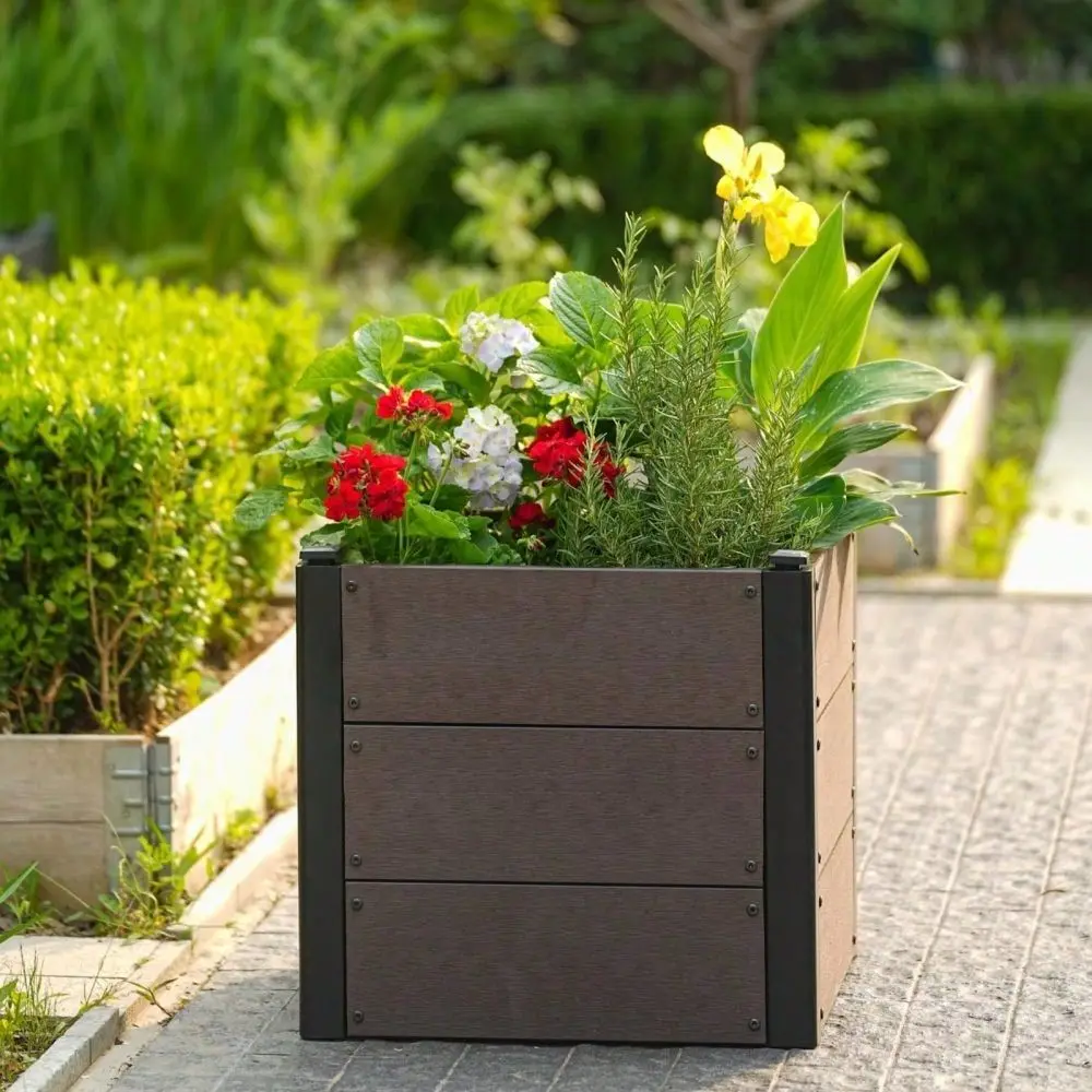 Garden Bed, Wood Look Planter Box For Patio, Durable Composite Raised Bed With Open Bottom For Vegetables And Herbs, Easy Assem
Garden Bed, Wood Look Planter Box For Patio, Durable Composite Raised Bed With Open Bottom For Vegetables And Herbs, Easy Assem