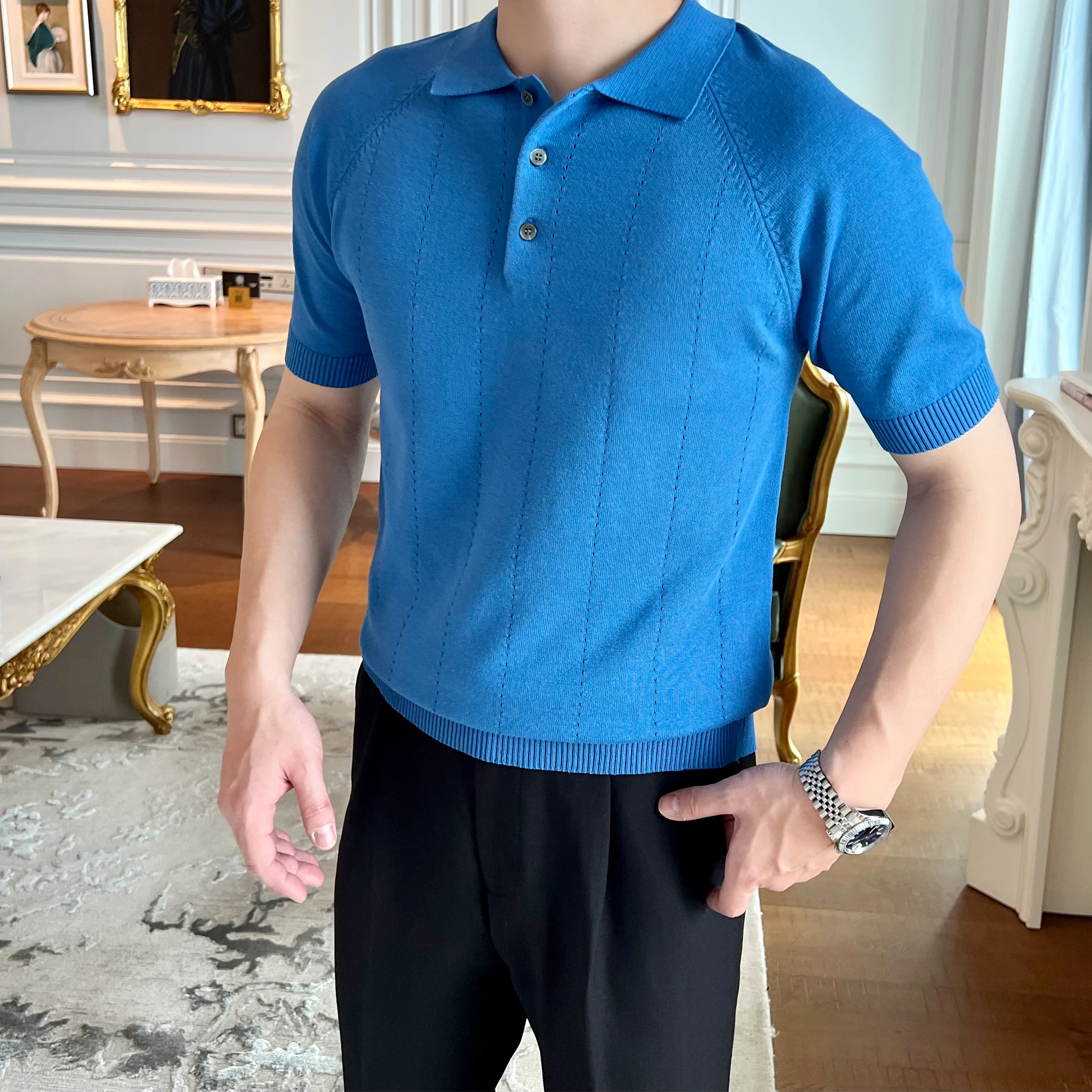 2024 Men's Clothing Summer New Breathable Knit Polo Shirt Male Casual Button Down Tops Men Solid Color Short Sleeve T-Shirt D240
2024 Men's Clothing Summer New Breathable Knit Polo Shirt Male Casual Button Down Tops Men Solid Color Short Sleeve T-Shirt D240
