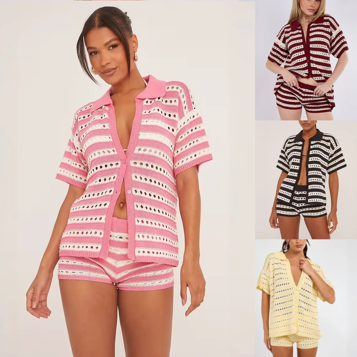 2026 New Cross-Border Pure Color Sexy Knitted Bikini Swimwear Cover-Up Sunscreen Set Women's Beach Dress Two-Piece Suit
2026 New Cross-Border Pure Color Sexy Knitted Bikini Swimwear Cover-Up Sunscreen Set Women's Beach Dress Two-Piece Suit