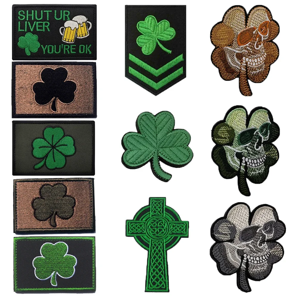 Clover Embroidered Patch Skull Hook and Loop Badge Morale Punk Badge DIY Clothing Backpack Decoration Military Cloth Patch
Clover Embroidered Patch Skull Hook and Loop Badge Morale Punk Badge DIY Clothing Backpack Decoration Military Cloth Patch