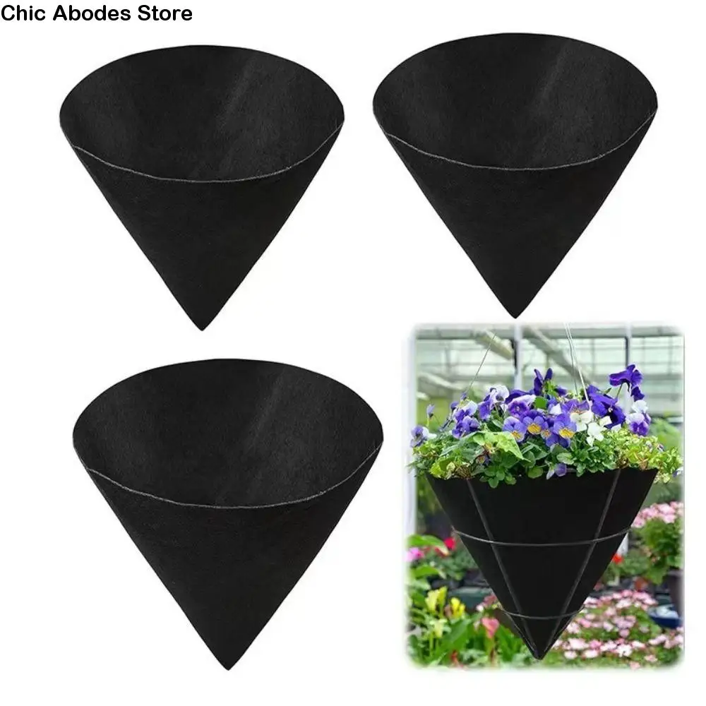 3pcs Durable Breathable Cone Shaped Liners Reusable Eco-Friendly Planter Basket Liners Black Hanging Plant Liners Home Balcony 
3pcs Durable Breathable Cone Shaped Liners Reusable Eco-Friendly Planter Basket Liners Black Hanging Plant Liners Home Balcony