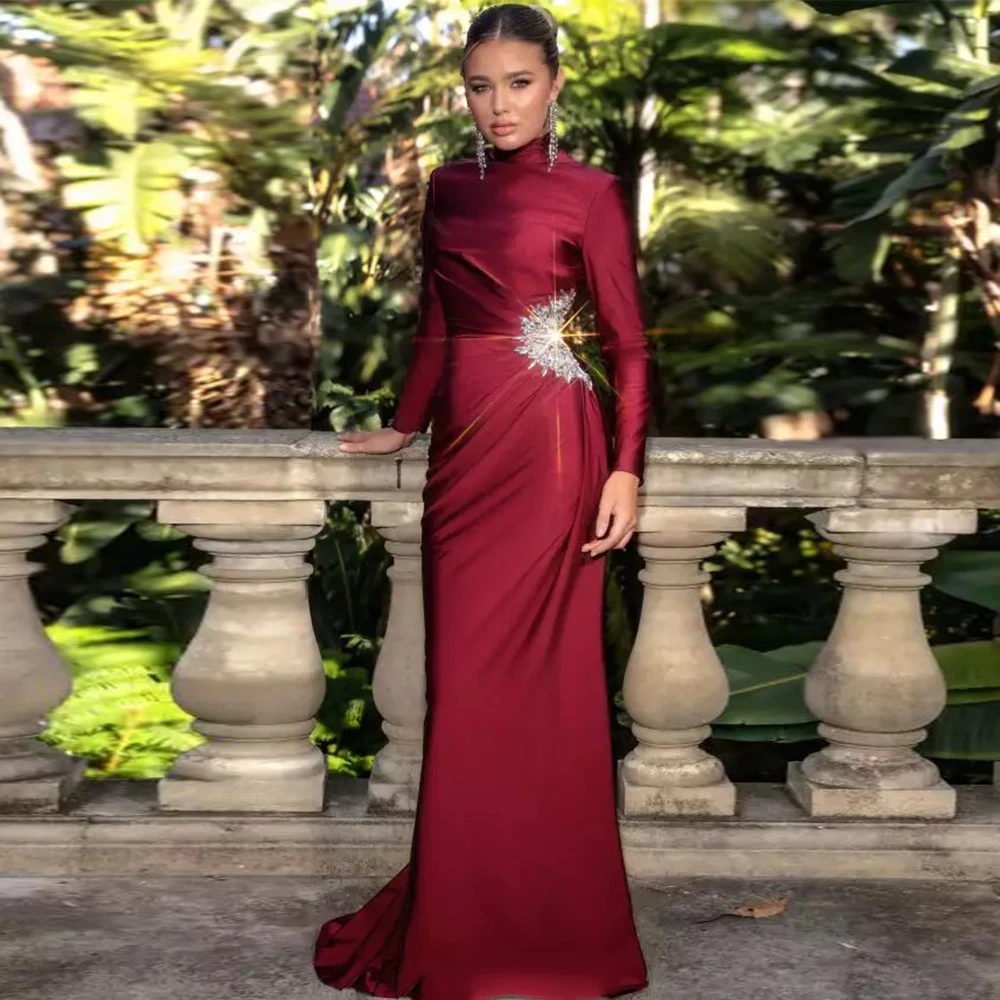 Burgundy Luxury Elegant Luxury Evening Dress 2024 Satin Rhinestone Straight High Collar Long Dresses Bespoke Occasion Gown
Burgundy Luxury Elegant Luxury Evening Dress 2024 Satin Rhinestone Straight High Collar Long Dresses Bespoke Occasion Gown