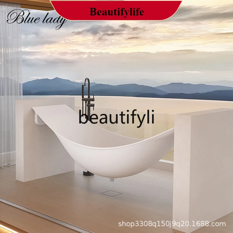 F56 Integrated hammock suspended bathtub hotel homestay home balcony bathroom simple cream wind artificial stone
F56 Integrated hammock suspended bathtub hotel homestay home balcony bathroom simple cream wind artificial stone
