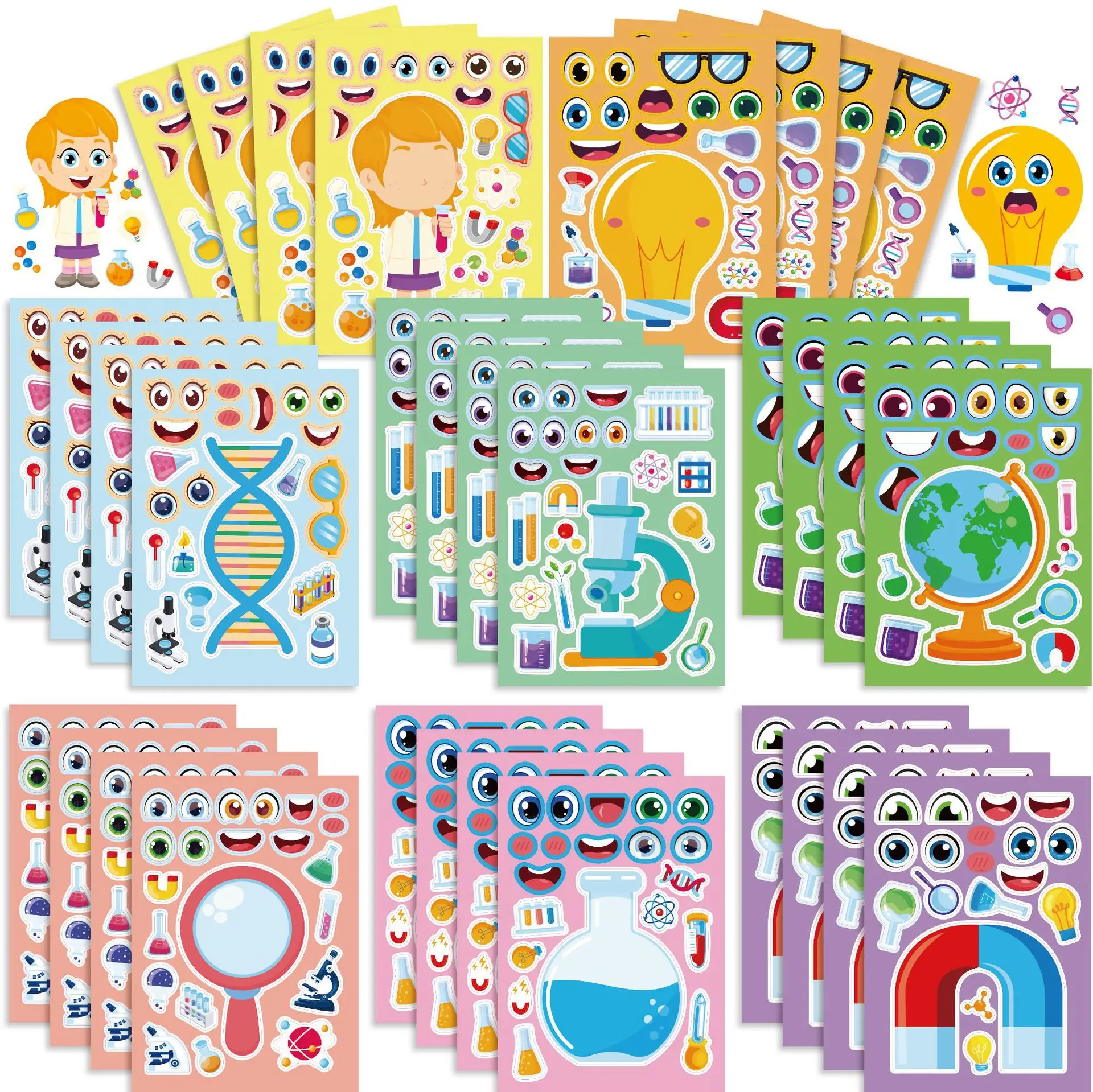 8/16Sheets Creative Make Your Own Experiment Stickers Children DIY Make a Face Scientific Professional Sticker Puzzle Kid Toys
8/16Sheets Creative Make Your Own Experiment Stickers Children DIY Make a Face Scientific Professional Sticker Puzzle Kid Toys