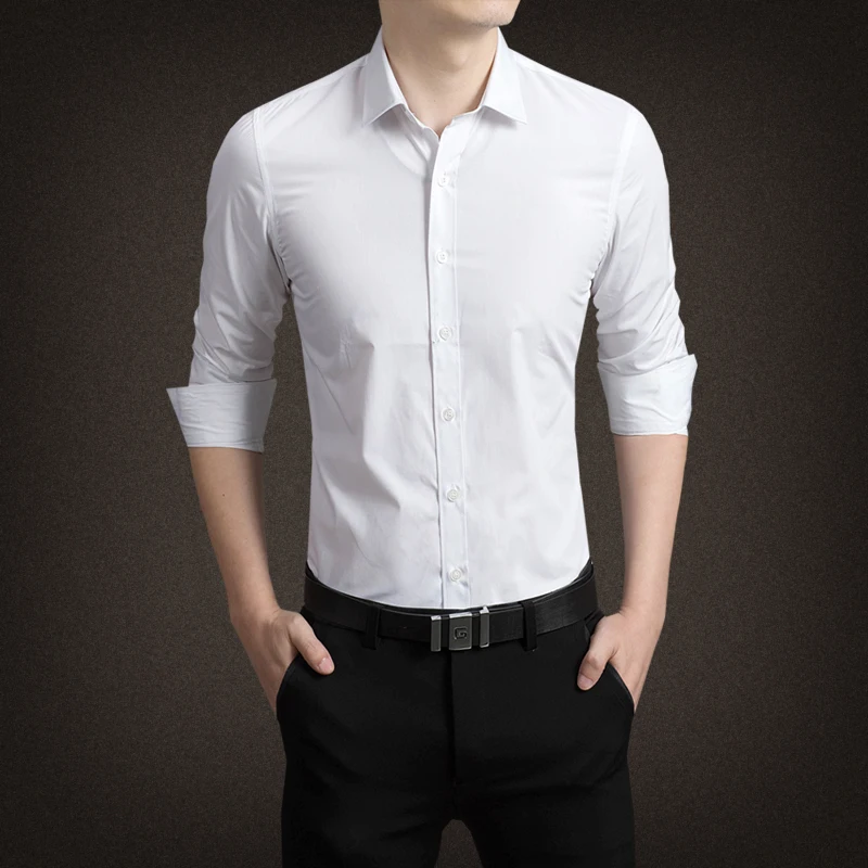 Spring Men's Slim Fit Long Sve White irt Casual Busin Cotton Pure Color Office Workwear Youth Trend Stand Fit
Spring Men's Slim Fit Long Sve White irt Casual Busin Cotton Pure Color Office Workwear Youth Trend Stand Fit