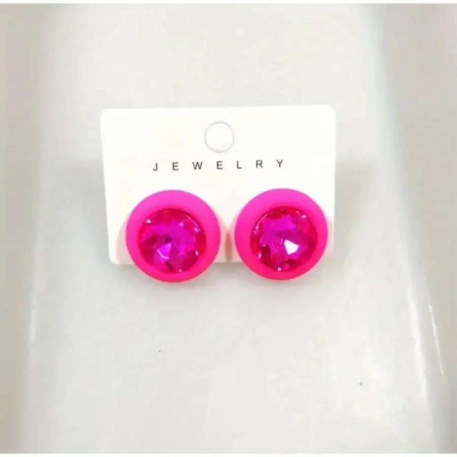 Bright Pink Stud Earrings For Women Zinc Alloy Round Crystal Design Fashion Jewelry
Bright Pink Stud Earrings For Women Zinc Alloy Round Crystal Design Fashion Jewelry