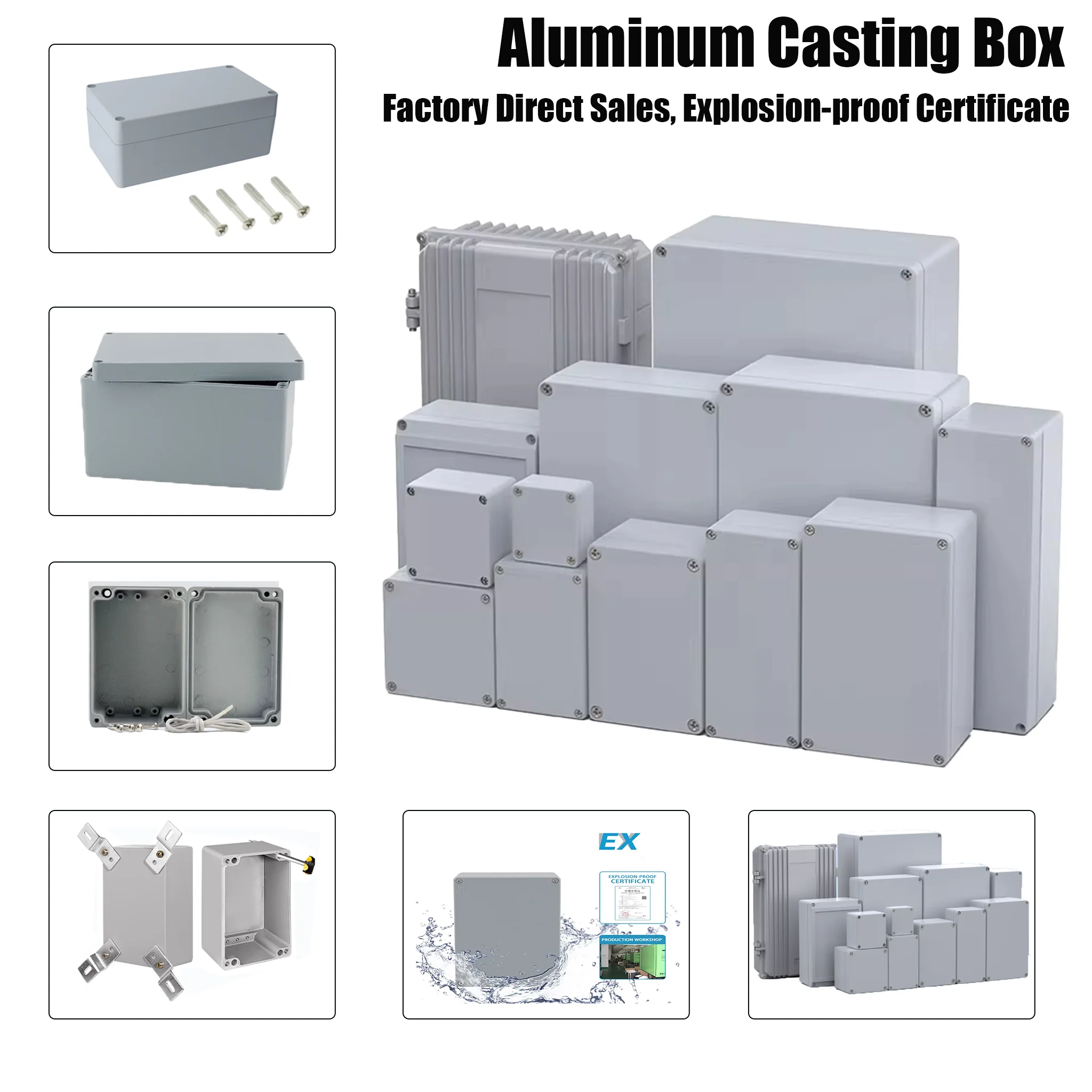 Cast Aluminum Junction Box Metal Button Box Power Box Aluminum Alloy wire Box Indoor and Outdoor Waterproof Box Terminal Box
Cast Aluminum Junction Box Metal Button Box Power Box Aluminum Alloy wire Box Indoor and Outdoor Waterproof Box Terminal Box