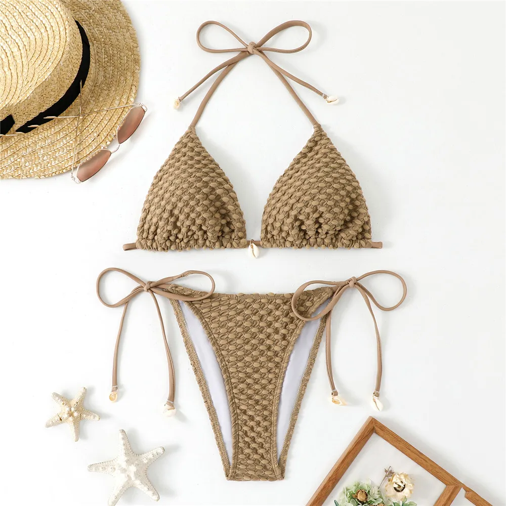 Brown Texture Shell String Halter Micro Bikini Thong 2025 Sexy Swimsuit Women Bathing Suit Triangle Bikinis Sets Ladies Swimwear
Brown Texture Shell String Halter Micro Bikini Thong 2025 Sexy Swimsuit Women Bathing Suit Triangle Bikinis Sets Ladies Swimwear