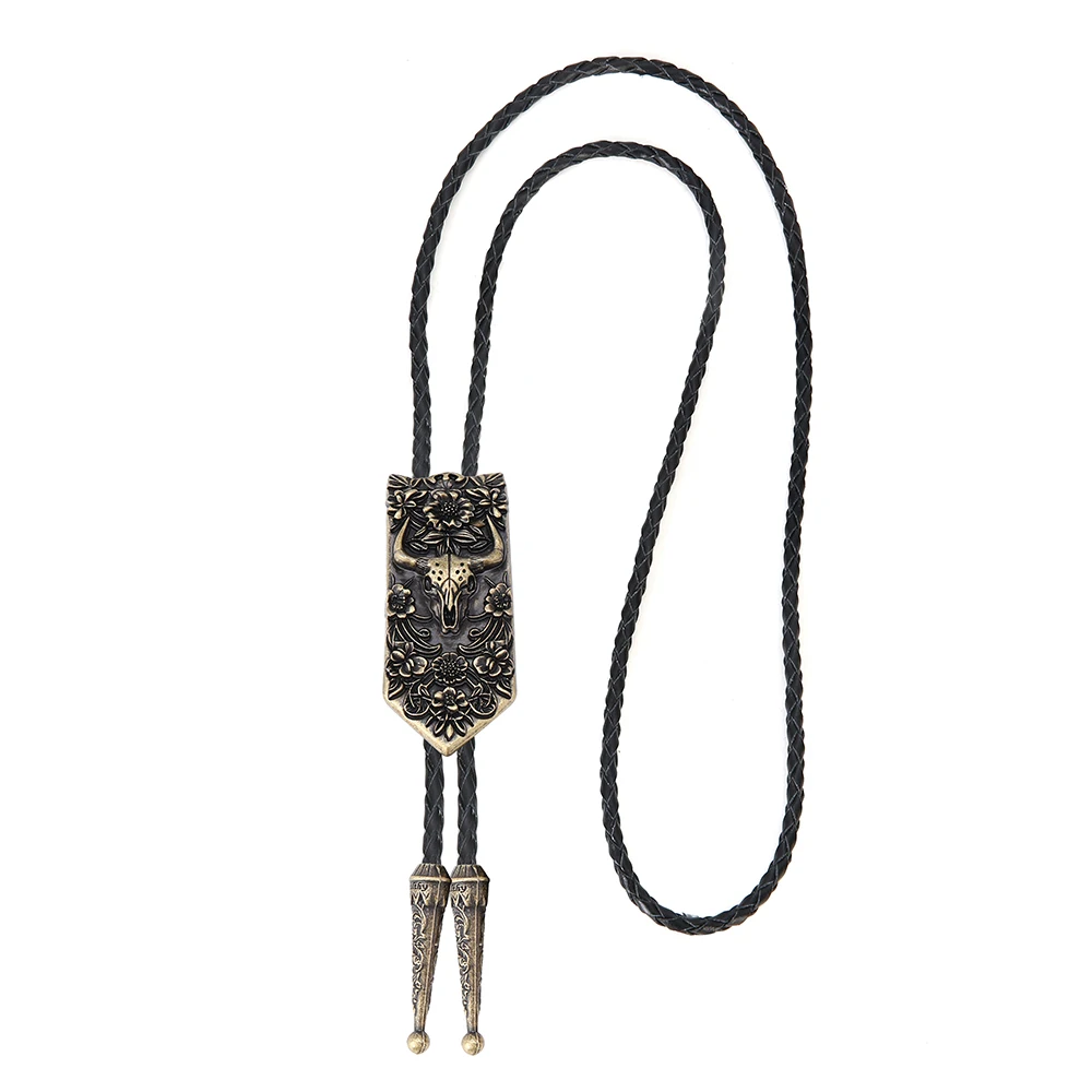 Bull Head Leather Bolo Tie Carved with Delicate Flowers for Man Handmade Cowboy Western Cowgirl Zinc Alloy Necktie
Bull Head Leather Bolo Tie Carved with Delicate Flowers for Man Handmade Cowboy Western Cowgirl Zinc Alloy Necktie