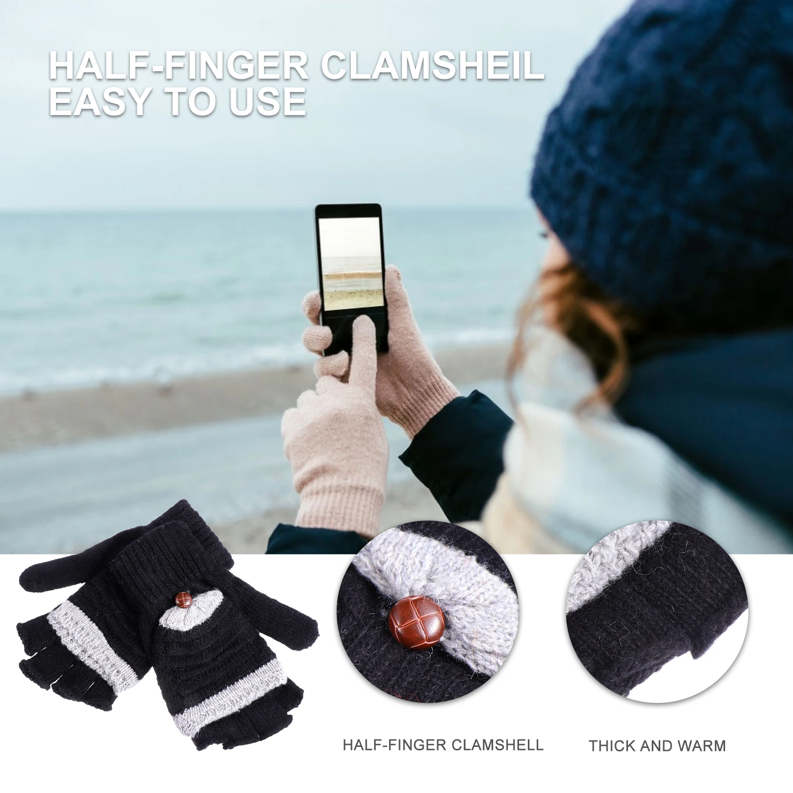 1Pair Warm Knitting Gloves Women Mitten with Flip Cover Clamshell Gloves for Outdoor Winter Travel School Daily Wear
1Pair Warm Knitting Gloves Women Mitten with Flip Cover Clamshell Gloves for Outdoor Winter Travel School Daily Wear