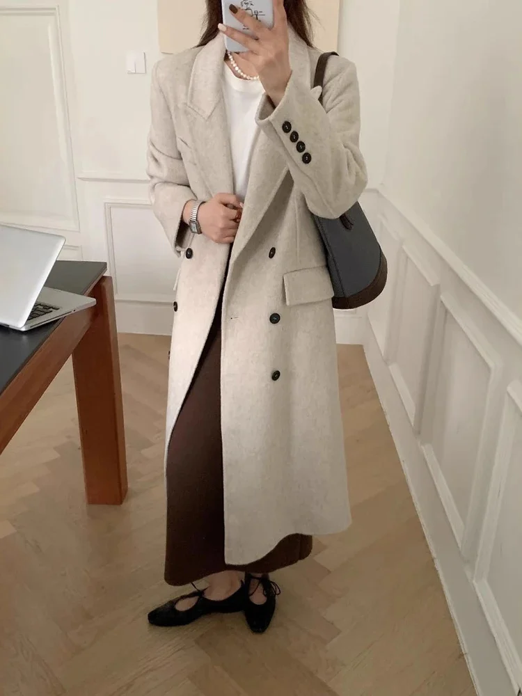 Korean Style Wool Coat Notched Collar Double Breasted Long Sleeves Office Lady Overcoat 2025 Spring Winter 2DB1226
Korean Style Wool Coat Notched Collar Double Breasted Long Sleeves Office Lady Overcoat 2025 Spring Winter 2DB1226