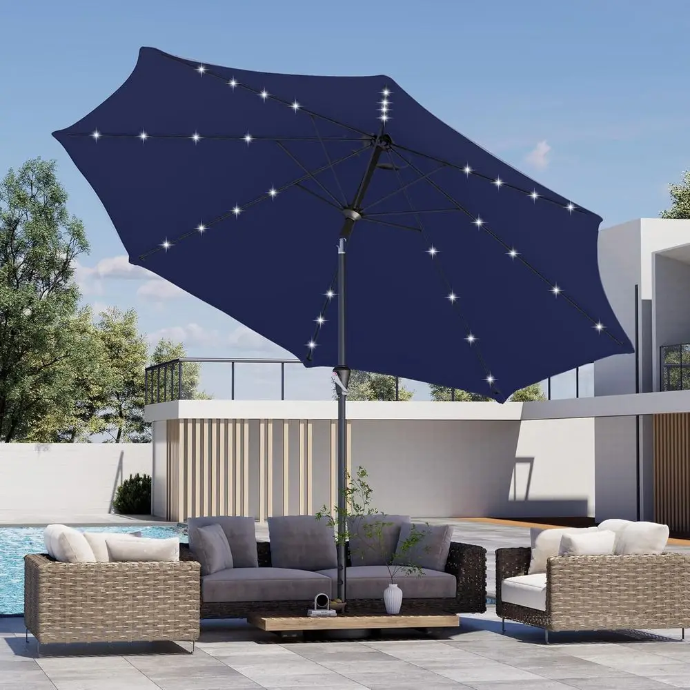 9-Foot Patio Umbrella with LED Lights, Crank and Push Button Tilt, UV-Protected, Navy Blue
9-Foot Patio Umbrella with LED Lights, Crank and Push Button Tilt, UV-Protected, Navy Blue