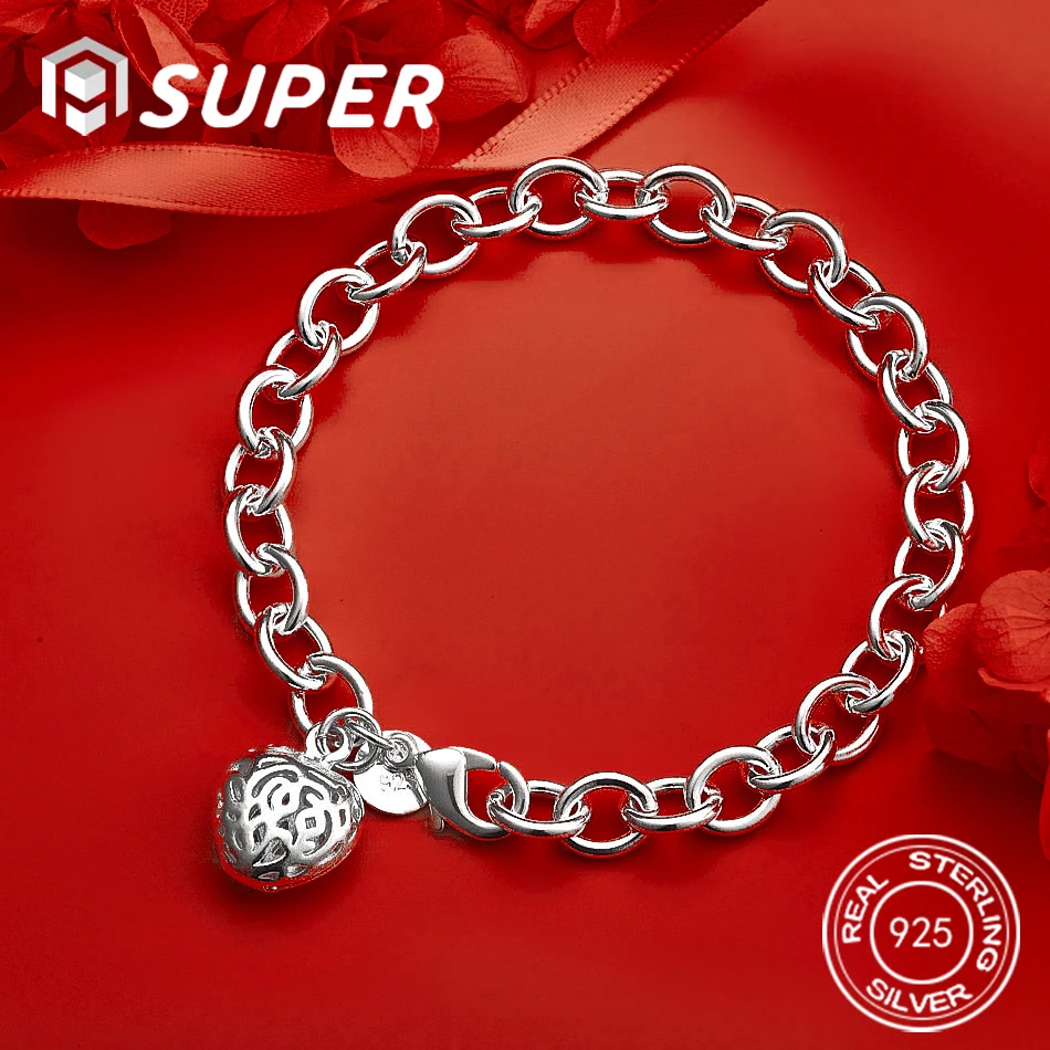 ALISuper 925 Sterling Silver 8 Inch Exquisite Heart Cutout Women's Bracelet Fashion Wedding Accessory
ALISuper 925 Sterling Silver 8 Inch Exquisite Heart Cutout Women's Bracelet Fashion Wedding Accessory