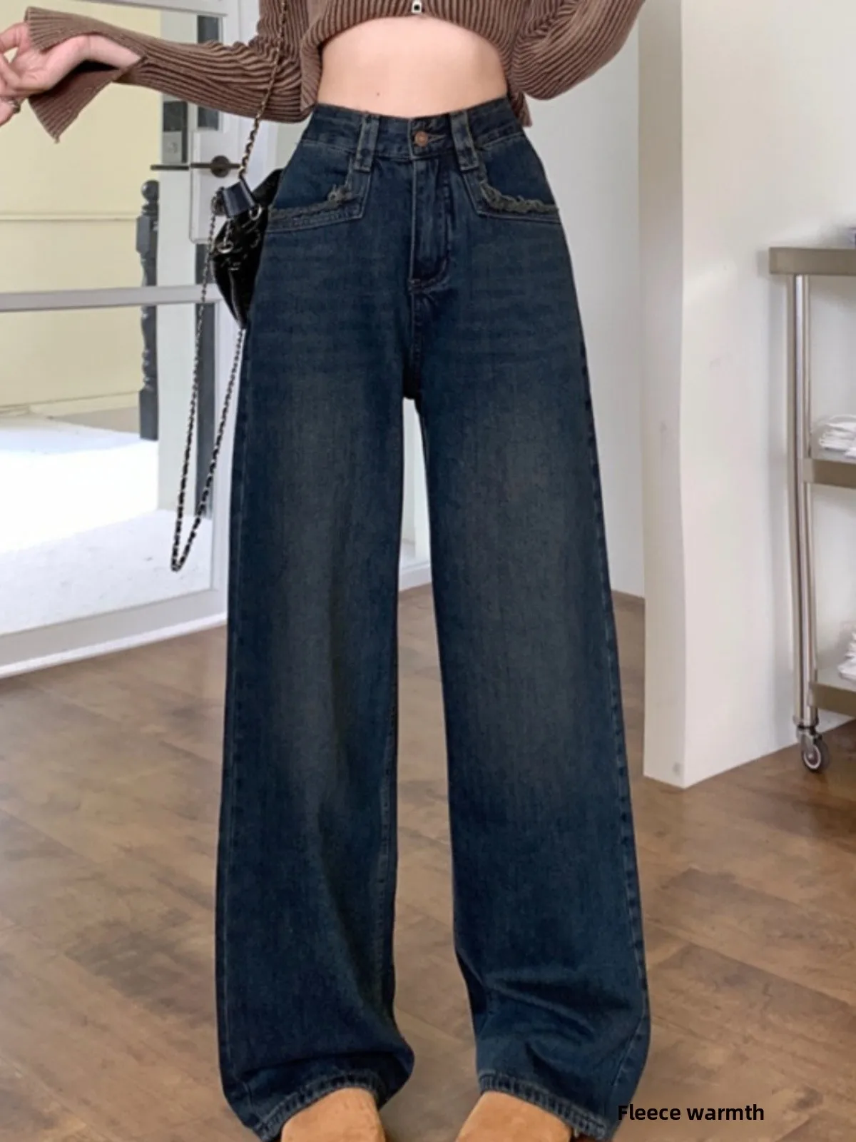Retro Blue Straight Leg Jeans Women's Spring Autumn Fleece High Waist plus Size Loose Slimming Pear Shape Wide Leg Pants
Retro Blue Straight Leg Jeans Women's Spring Autumn Fleece High Waist plus Size Loose Slimming Pear Shape Wide Leg Pants