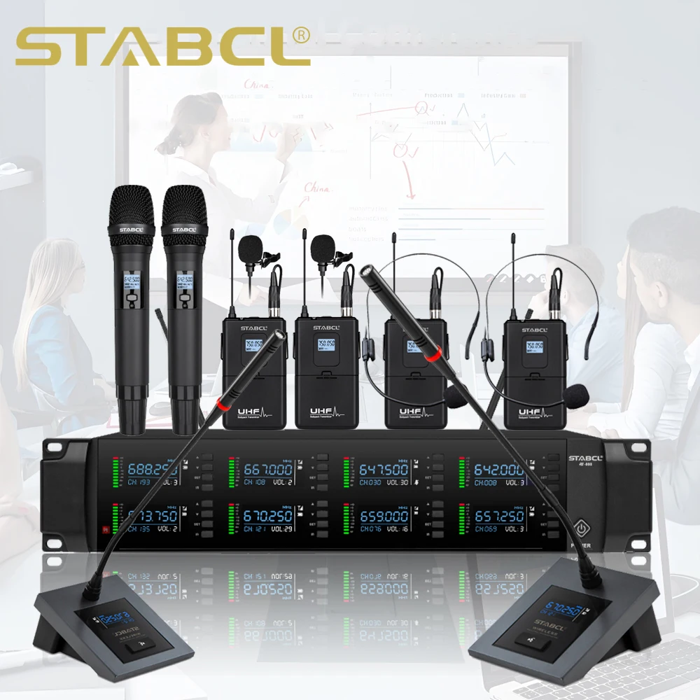 ST-808 Professional UHF Wireless Microphone 8-Channel Handheld Mic with Noise Cancelling Conference Room Stage Use
ST-808 Professional UHF Wireless Microphone 8-Channel Handheld Mic with Noise Cancelling Conference Room Stage Use
