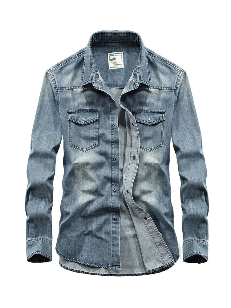 Retro Washed Denim Long Sleeve Casual Shirt Spring Autumn New Style Men's Iron Free Workwear Top Fashion Urban Street Style
Retro Washed Denim Long Sleeve Casual Shirt Spring Autumn New Style Men's Iron Free Workwear Top Fashion Urban Street Style