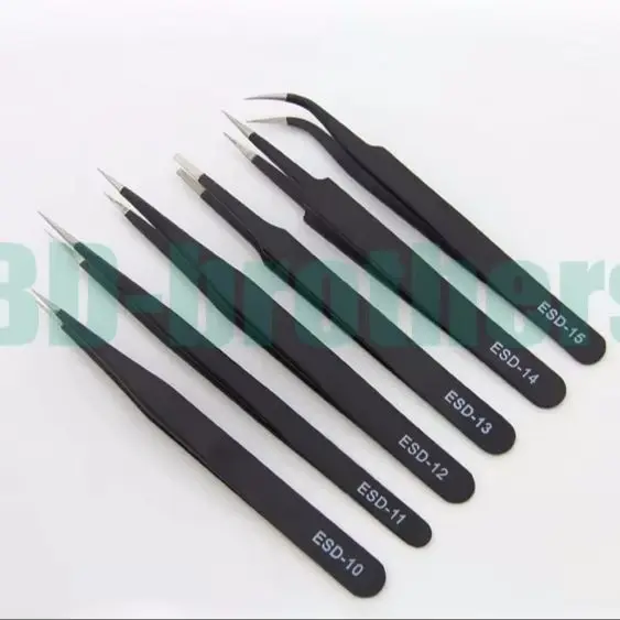 1.5mm Black Antistatic Stainless Steel Tweezers ESD 10 11 12 13 14 15 Without Package Repair Tools Wholesale 600pcs/lot
1.5mm Black Antistatic Stainless Steel Tweezers ESD 10 11 12 13 14 15 Without Package Repair Tools Wholesale 600pcs/lot