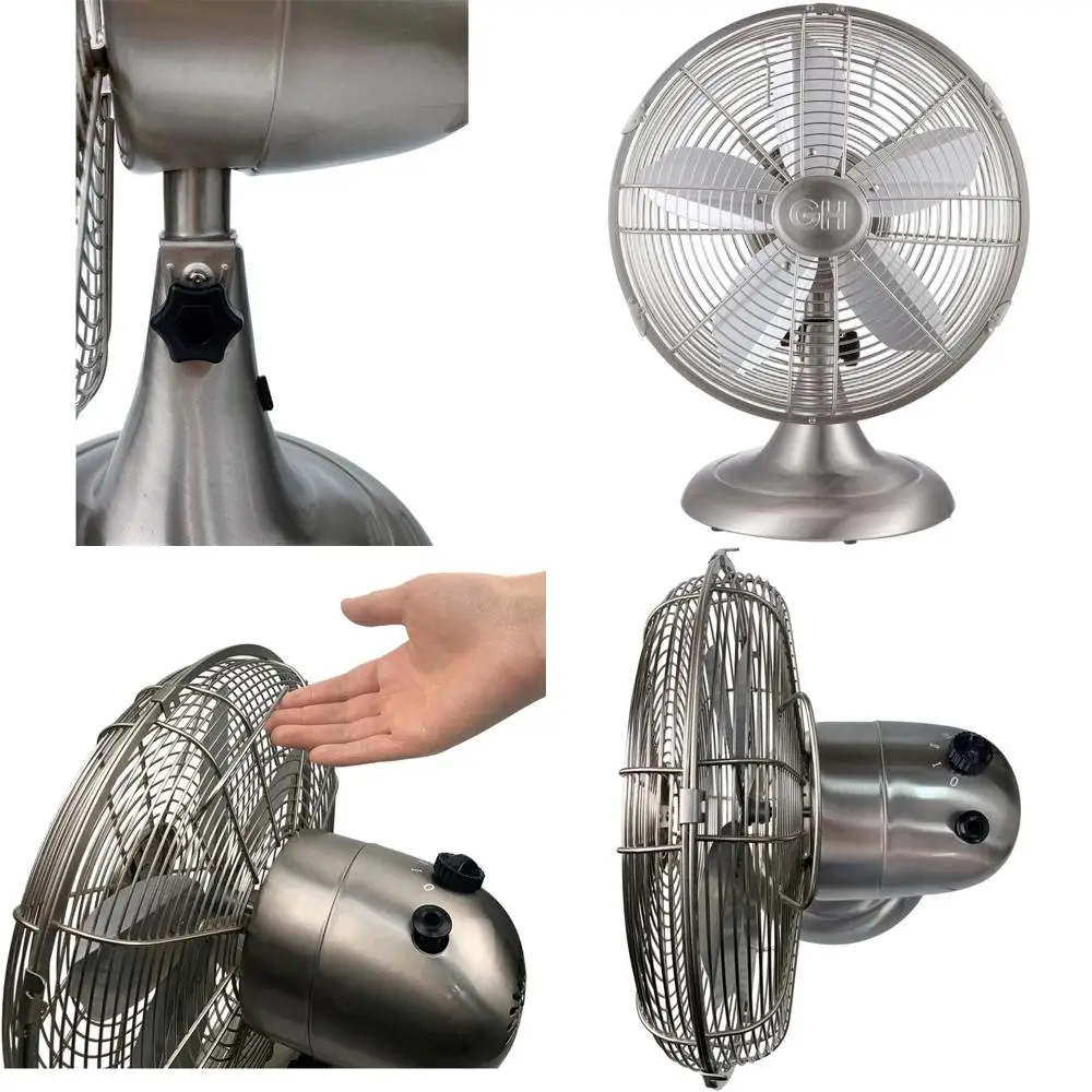 12 Brushed Nickel Retro Desk Fan with Wide Oscillation, 3-Speeds and Carry Handle
12 Brushed Nickel Retro Desk Fan with Wide Oscillation, 3-Speeds and Carry Handle