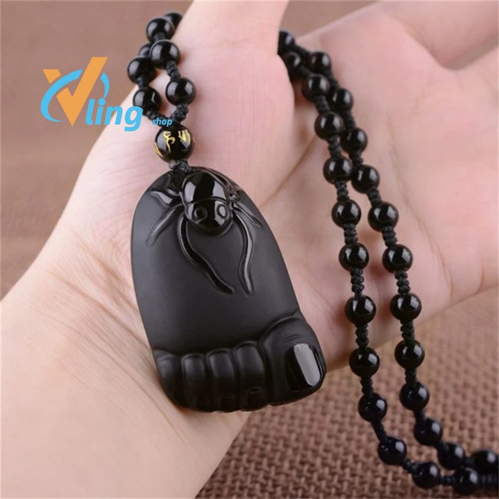 Natural Black Obsidian Foot Jade Pendant Necklace Chinese Carved Fashion Charm Jewellery Accessories Amulet for Men Women Gifts
Natural Black Obsidian Foot Jade Pendant Necklace Chinese Carved Fashion Charm Jewellery Accessories Amulet for Men Women Gifts