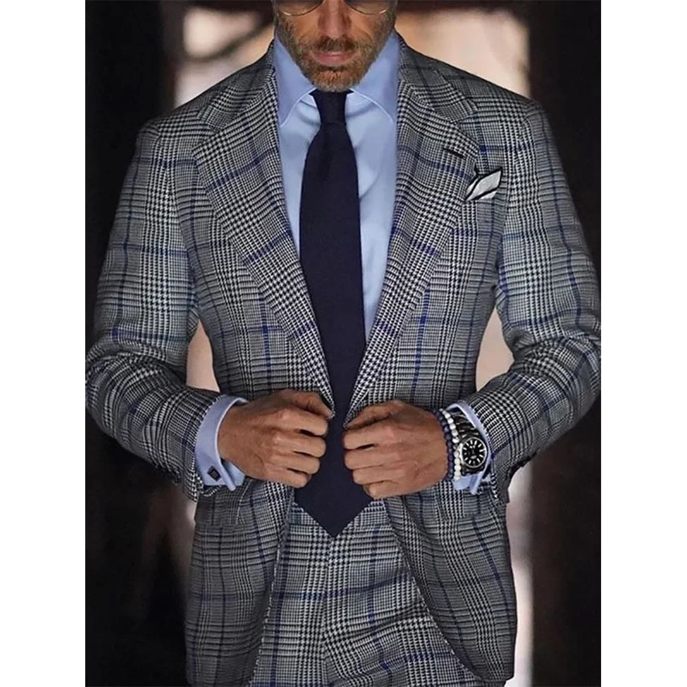 New Design Plaid Men Suits High Quality Slim Fit Notched Lapel Formal Business Male Outfit Two Pieces Wedding Set Jacket Pants
New Design Plaid Men Suits High Quality Slim Fit Notched Lapel Formal Business Male Outfit Two Pieces Wedding Set Jacket Pants