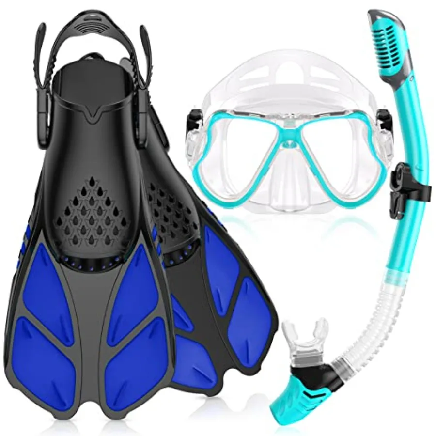Snorkeling Gear for Adult: Mask, Fins, Snorkel Set Combo in Green-Blue, Lightweight Adjustable for Swimming or Diving
Snorkeling Gear for Adult: Mask, Fins, Snorkel Set Combo in Green-Blue, Lightweight Adjustable for Swimming or Diving