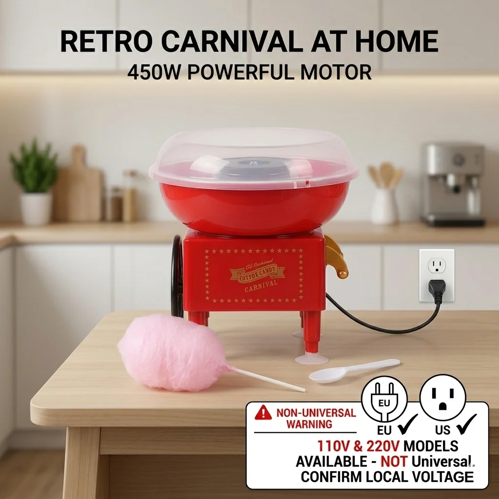 450W Mini Cotton Candy Maker for Home Party DIY Sweet Marshmallow Machine Support Less Oil 110V 220V Version Not Universal
450W Mini Cotton Candy Maker for Home Party DIY Sweet Marshmallow Machine Support Less Oil 110V 220V Version Not Universal