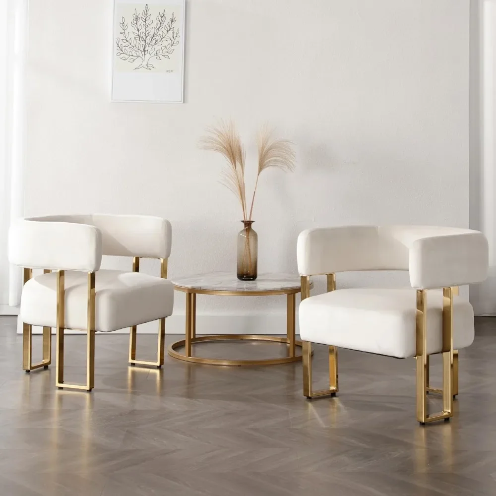 Accent Chairs Set of 2, with Golden Metal Legs Soft Velve for Bedroom Reception Room Lounge Office, Ivory, Living Room Chairs
Accent Chairs Set of 2, with Golden Metal Legs Soft Velve for Bedroom Reception Room Lounge Office, Ivory, Living Room Chairs