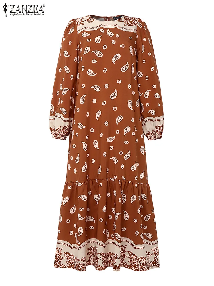 ZANZEA Ruffled Hem Muslim Fashion Abaya Robes Islamic Modest Elegant Ethnic Printing Long Sleeve Vestidos Hijabi Eid Dresses
ZANZEA Ruffled Hem Muslim Fashion Abaya Robes Islamic Modest Elegant Ethnic Printing Long Sleeve Vestidos Hijabi Eid Dresses