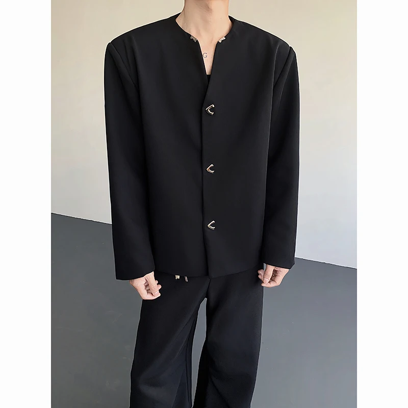 Spring New Retro Chinese Sle oulder Pad Jaet Men's Metal Bule Design ular Haome High-End Feeling No Collar Coat
Spring New Retro Chinese Sle oulder Pad Jaet Men's Metal Bule Design ular Haome High-End Feeling No Collar Coat