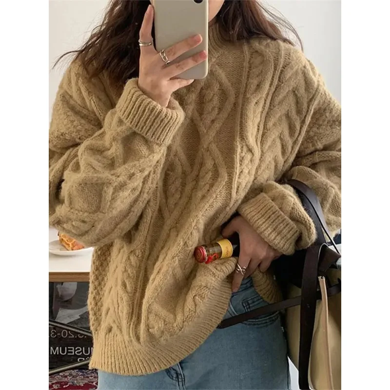 Thick Twisted Sweater Women 2023 Autumn Long Sleeve O-neck Female Knitted Pullover Solid Casual Loose Lady Kintwear Tops
Thick Twisted Sweater Women 2023 Autumn Long Sleeve O-neck Female Knitted Pullover Solid Casual Loose Lady Kintwear Tops