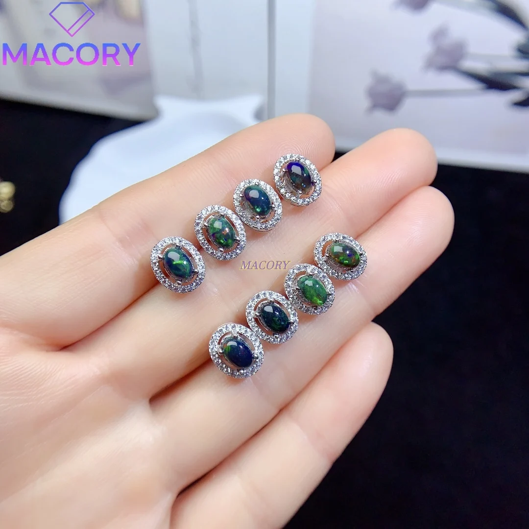 925 sterling silver natural black opal earrings with certificate, inspected, new jewelry for women, 4×6mm.
925 sterling silver natural black opal earrings with certificate, inspected, new jewelry for women, 4×6mm.