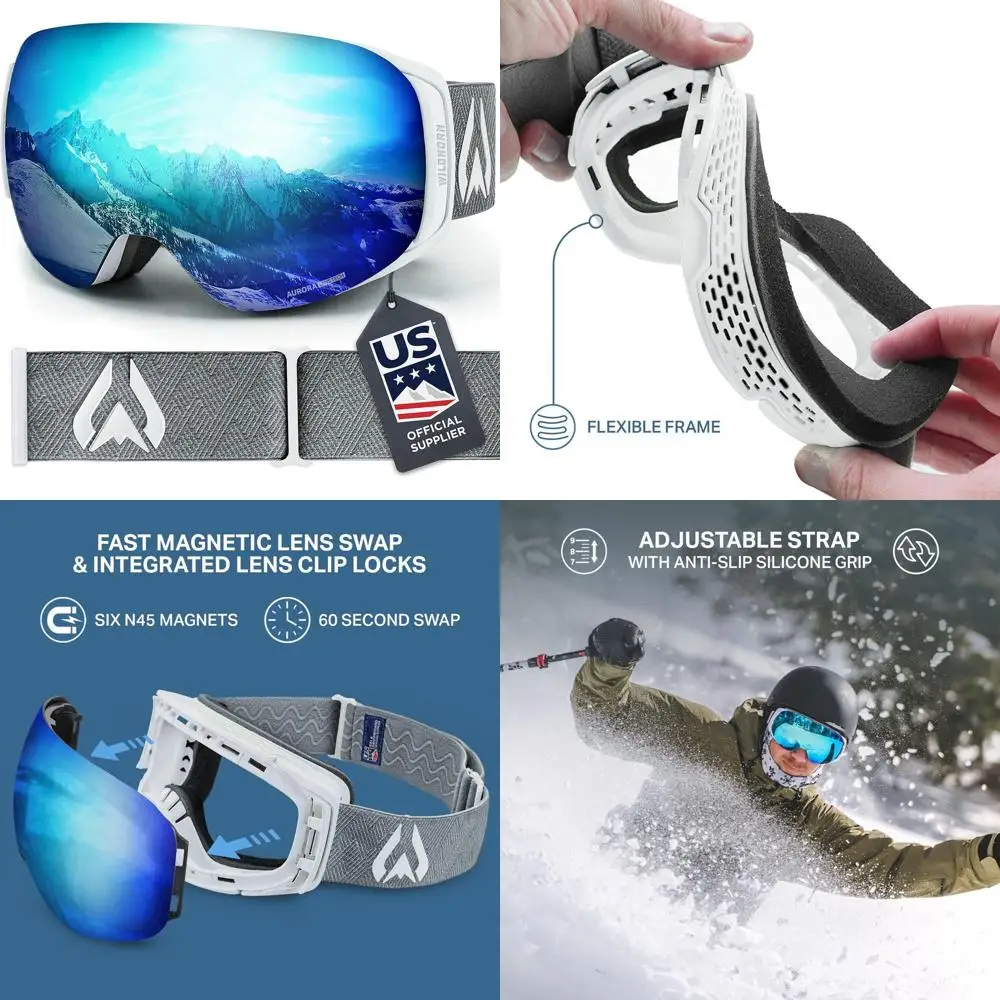 Anti-Fog/Scratch Ski Goggles with 100% UV Protection and Magnetic Lens for Men & Women
Anti-Fog/Scratch Ski Goggles with 100% UV Protection and Magnetic Lens for Men & Women
