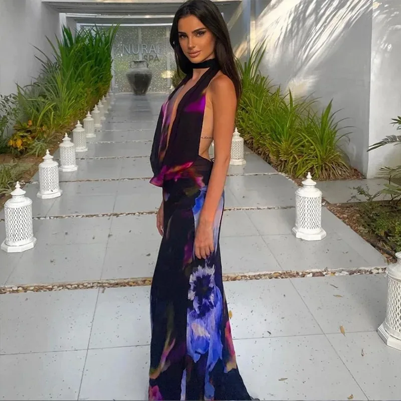 Fashion Sexy Sleeveless V Neck High Waist Halter Party Cocktail Maxi Dress Women Elegant Print Corset Evening Dress
Fashion Sexy Sleeveless V Neck High Waist Halter Party Cocktail Maxi Dress Women Elegant Print Corset Evening Dress