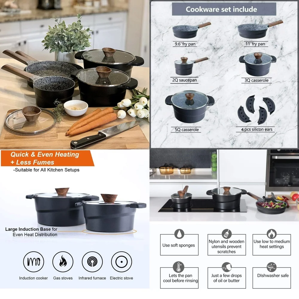 Cookware Sets12 Piece Nonstick Granite Stone Coated Induction Cookware Set
Cookware Sets12 Piece Nonstick Granite Stone Coated Induction Cookware Set