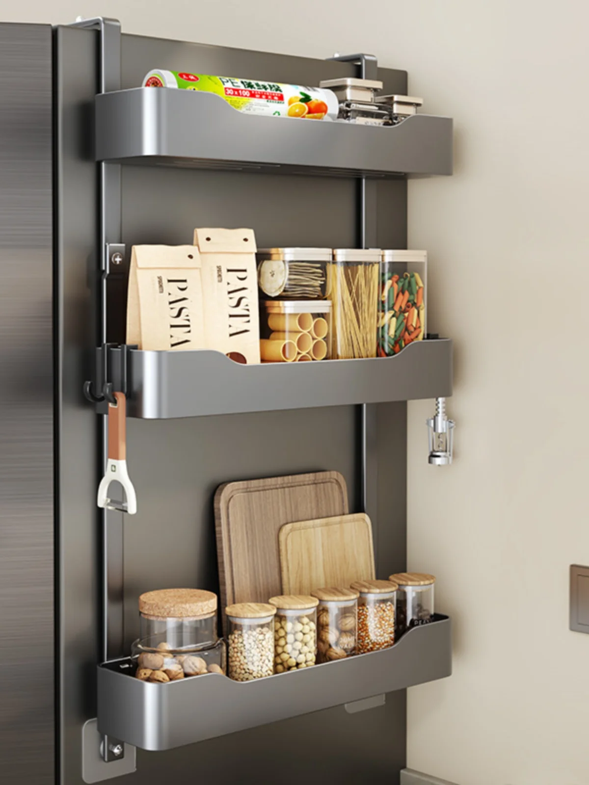 No-Drill Multi-Layer Kitchen Storage Ra Refrigerator Side Organizer Spice Holder Plastic Wrap Storage Metal Frame Modern Si...
No-Drill Multi-Layer Kitchen Storage Ra Refrigerator Side Organizer Spice Holder Plastic Wrap Storage Metal Frame Modern Si...