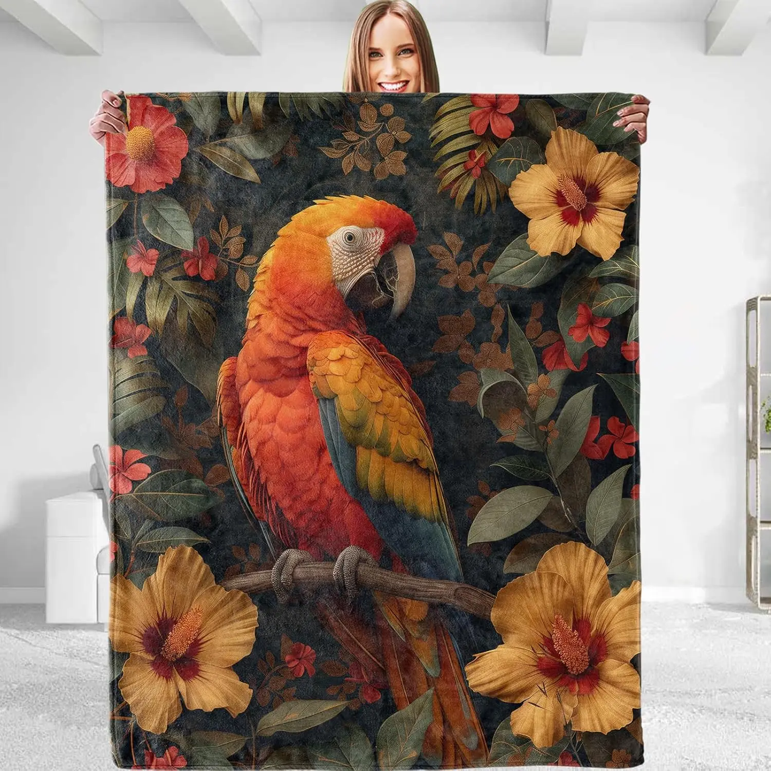 Luxury Tropical Macaw Floral Print Throw Blanket Botanical Art Jungle Boho Nature Decor for Living Room Couch
Luxury Tropical Macaw Floral Print Throw Blanket Botanical Art Jungle Boho Nature Decor for Living Room Couch