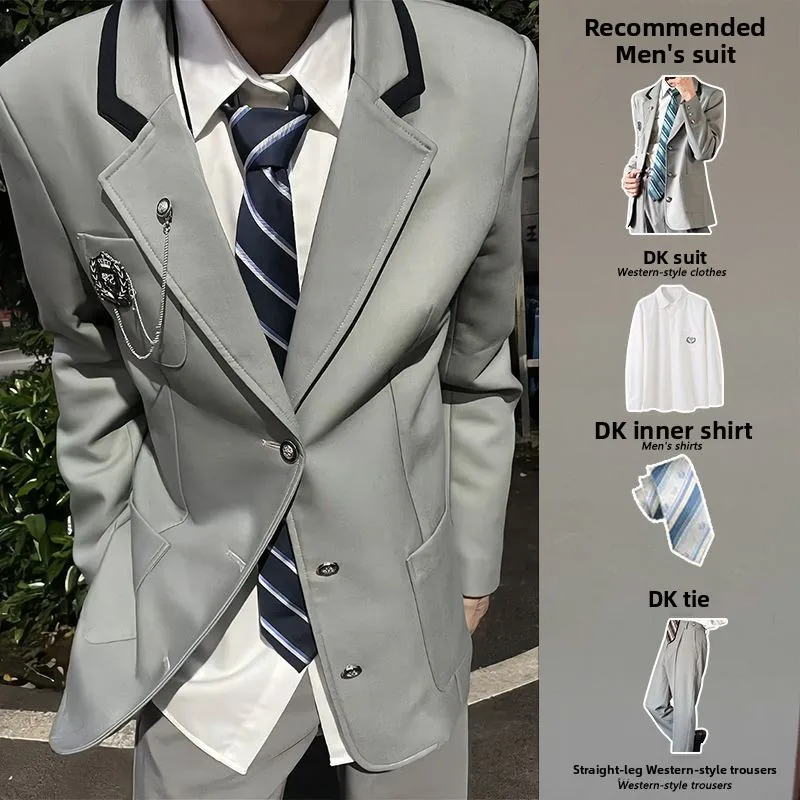 New Autumn Spring Uniform Set Male Jacket College Style Graduation Class Uniform Three Button Plain Color Fashionable Youthwear
New Autumn Spring Uniform Set Male Jacket College Style Graduation Class Uniform Three Button Plain Color Fashionable Youthwear