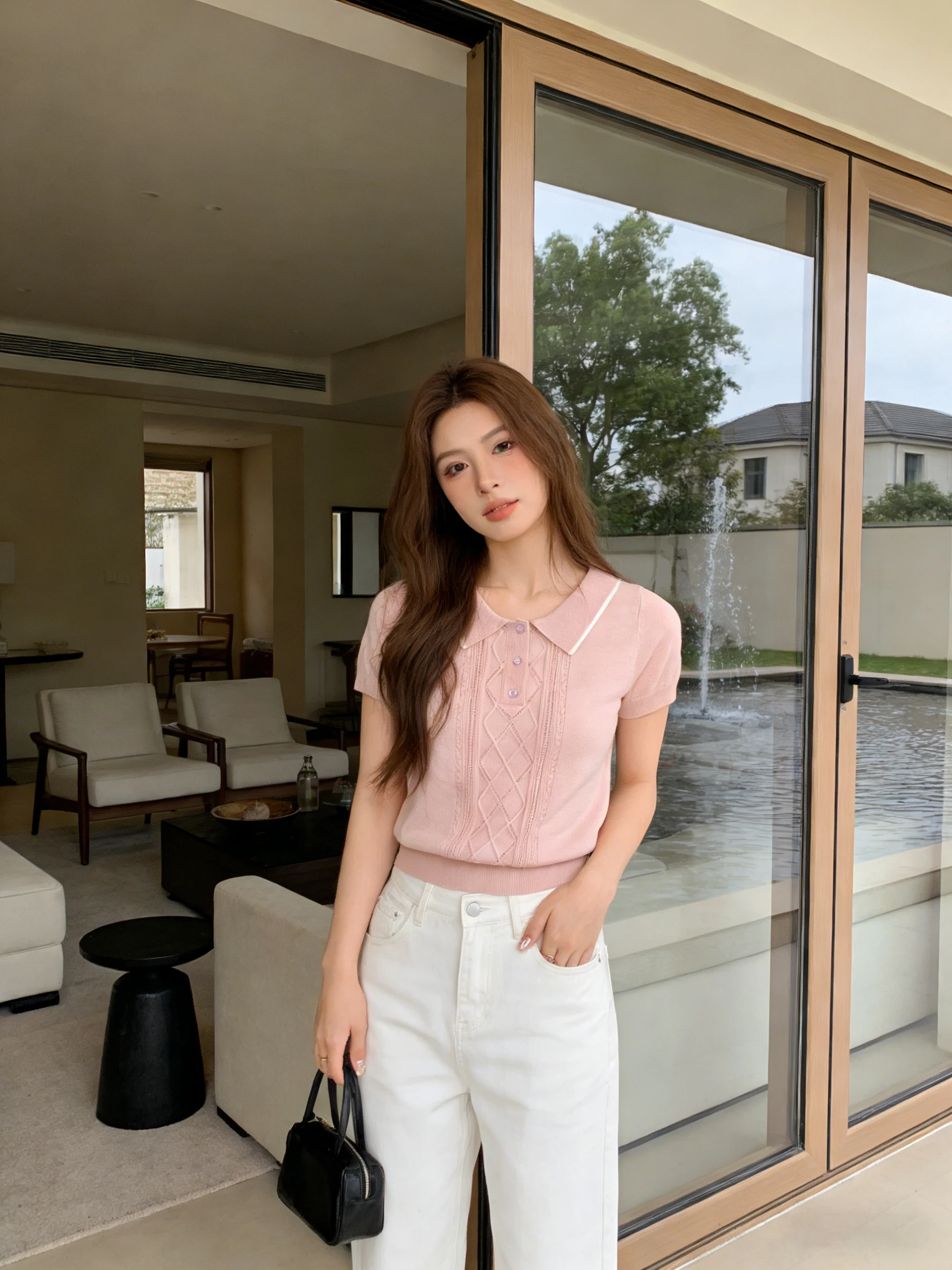 Korean Style Women's Pink Knitted Shirt Short Sleeve Turn-down Collar Slim Fit Summer 2026 New Fashion Casual Wool Blend
Korean Style Women's Pink Knitted Shirt Short Sleeve Turn-down Collar Slim Fit Summer 2026 New Fashion Casual Wool Blend