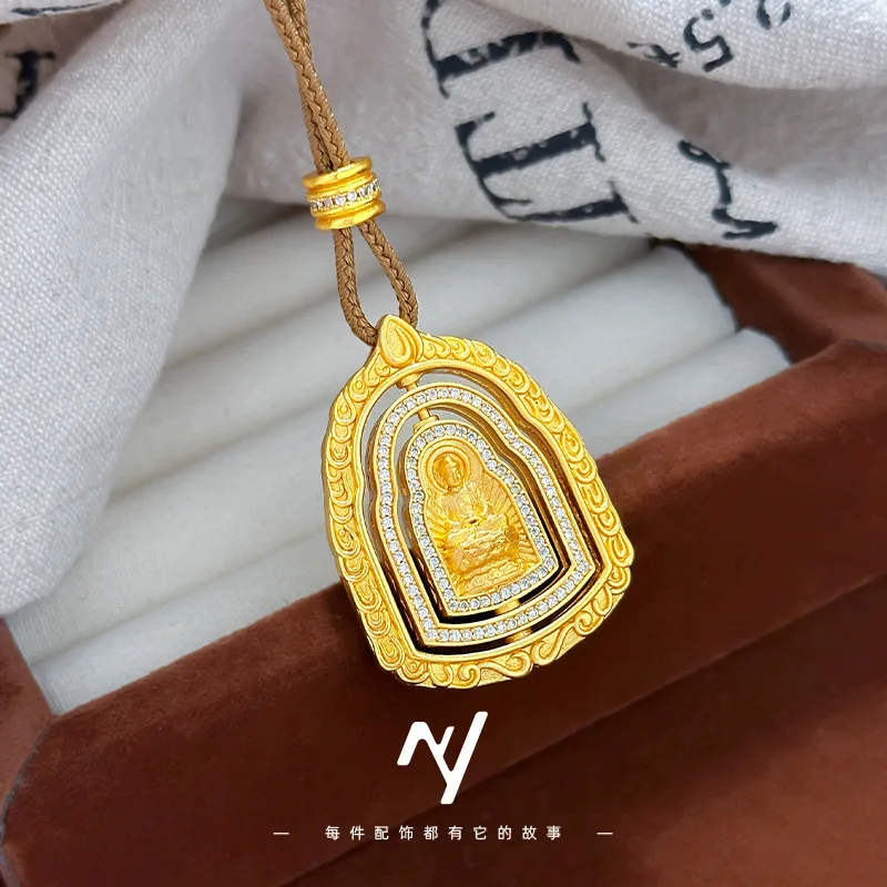 Ancient gold 24K real gold new Chinese style rotating Buddha amulet Big Sun Tathagata 9999 point diamond transfer bead roundcard
Ancient gold 24K real gold new Chinese style rotating Buddha amulet Big Sun Tathagata 9999 point diamond transfer bead roundcard