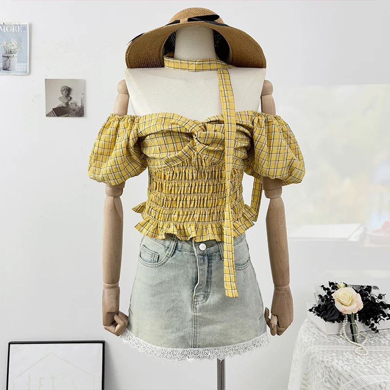 Summer Sexy One-Shoulder Sleeve Ruffle Plaid Blouse Hot New Women's Fashion Shirt
Summer Sexy One-Shoulder Sleeve Ruffle Plaid Blouse Hot New Women's Fashion Shirt