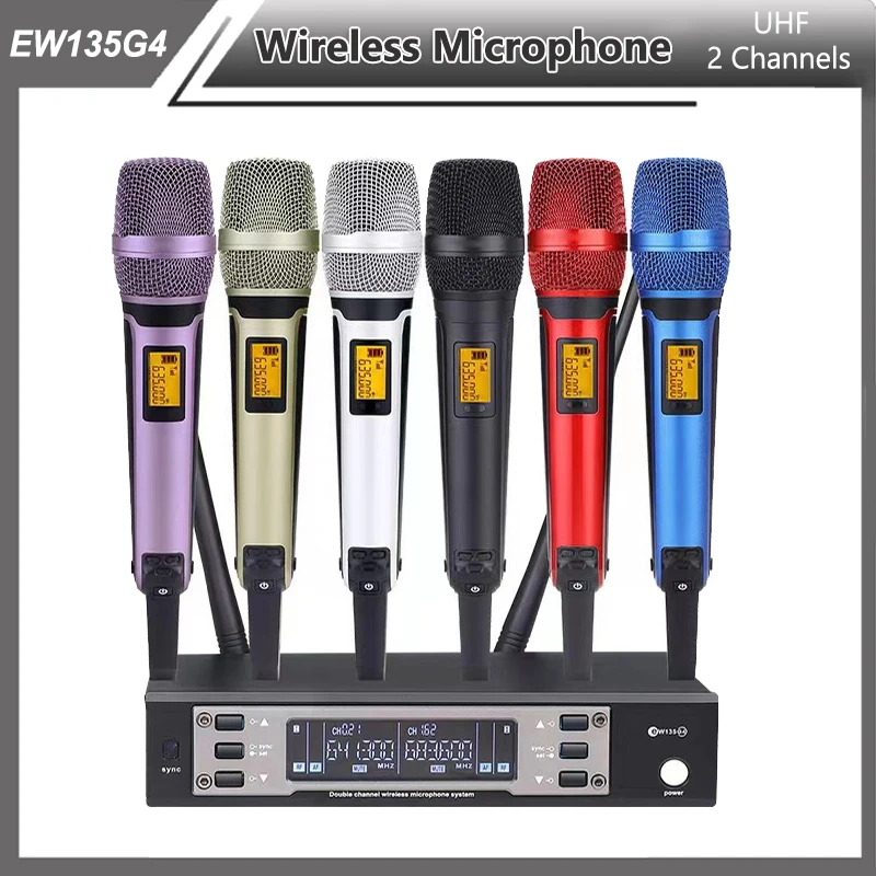 EW135G4 UHF Двухканальная портативная профессиональная беспроводная микрофонная система на большие расстояния, сценический динамический микрофон для караоке
EW135G4 UHF Двухканальная портативная профессиональная беспроводная микрофонная система на большие расстояния, сценический динамический микрофон для караоке