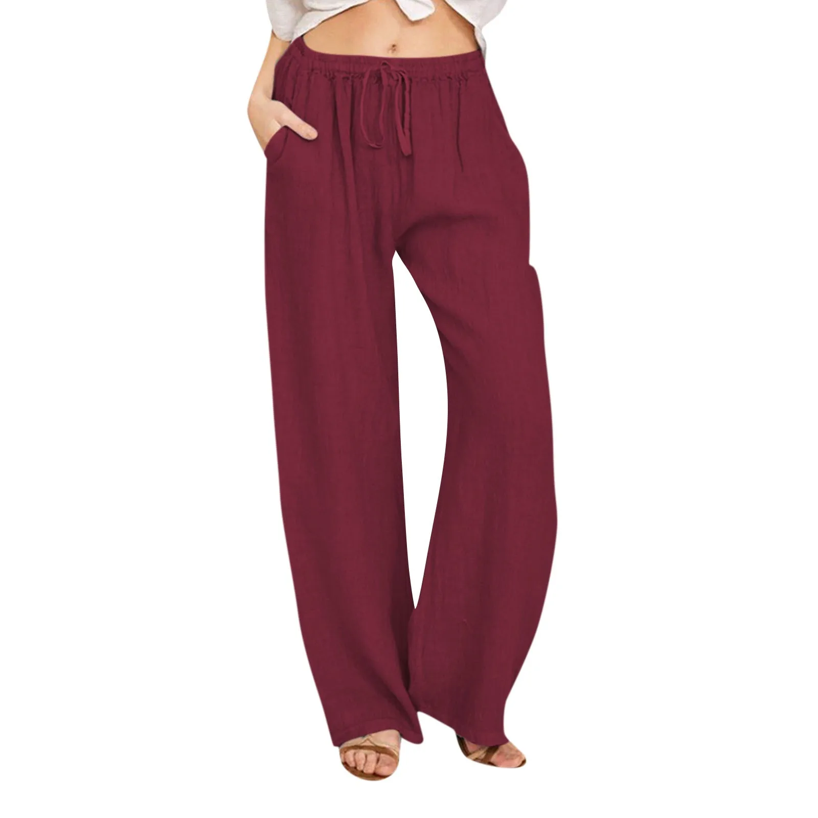 Casual Cotton Linen Pants Women Solid Color Pockets Straight Trousers Ladies Summer Wide Leg Pants Loose Straight Pants
Casual Cotton Linen Pants Women Solid Color Pockets Straight Trousers Ladies Summer Wide Leg Pants Loose Straight Pants